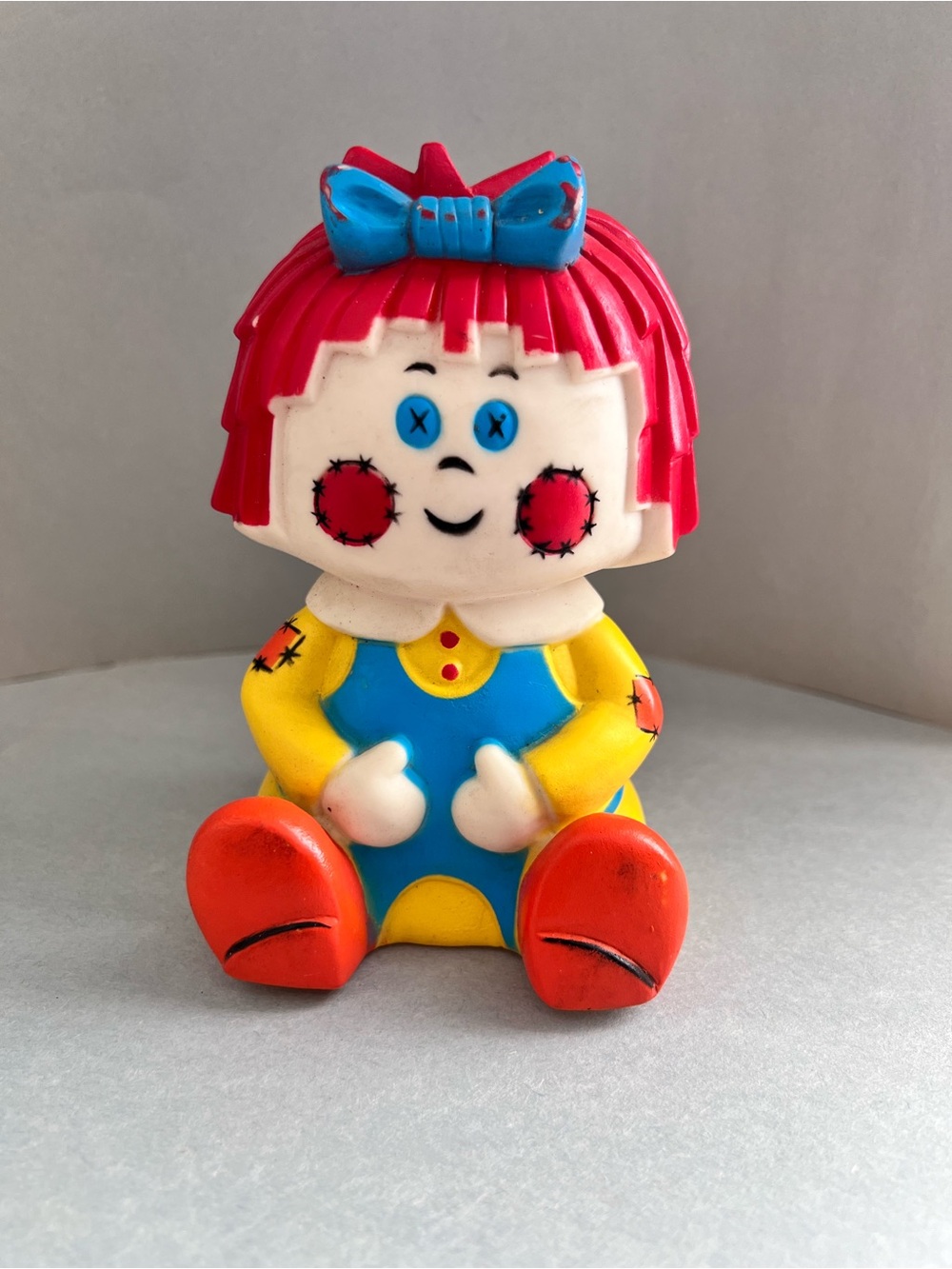 Vintage Raggedy Ann Rubber Squeaky Doll Toy